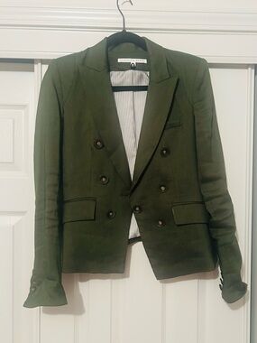 Veronica Beard Olive Green Double-Breasted Blazer